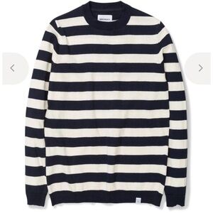 Norse Projects Black and Cream Striped Crewneck Sweater